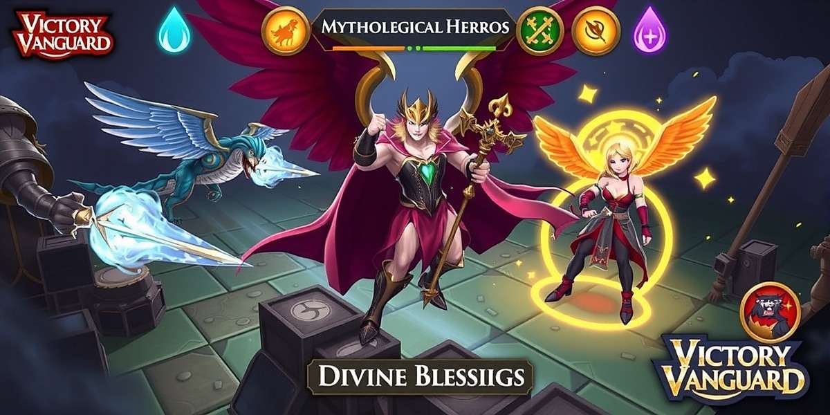 Victory Vanguard showing mythological heroes and divine blessings in gameplay